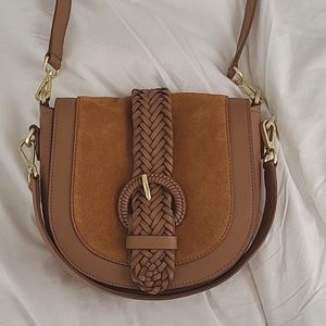 Boden Rhoda Shoulder Bag in Tan Suede
